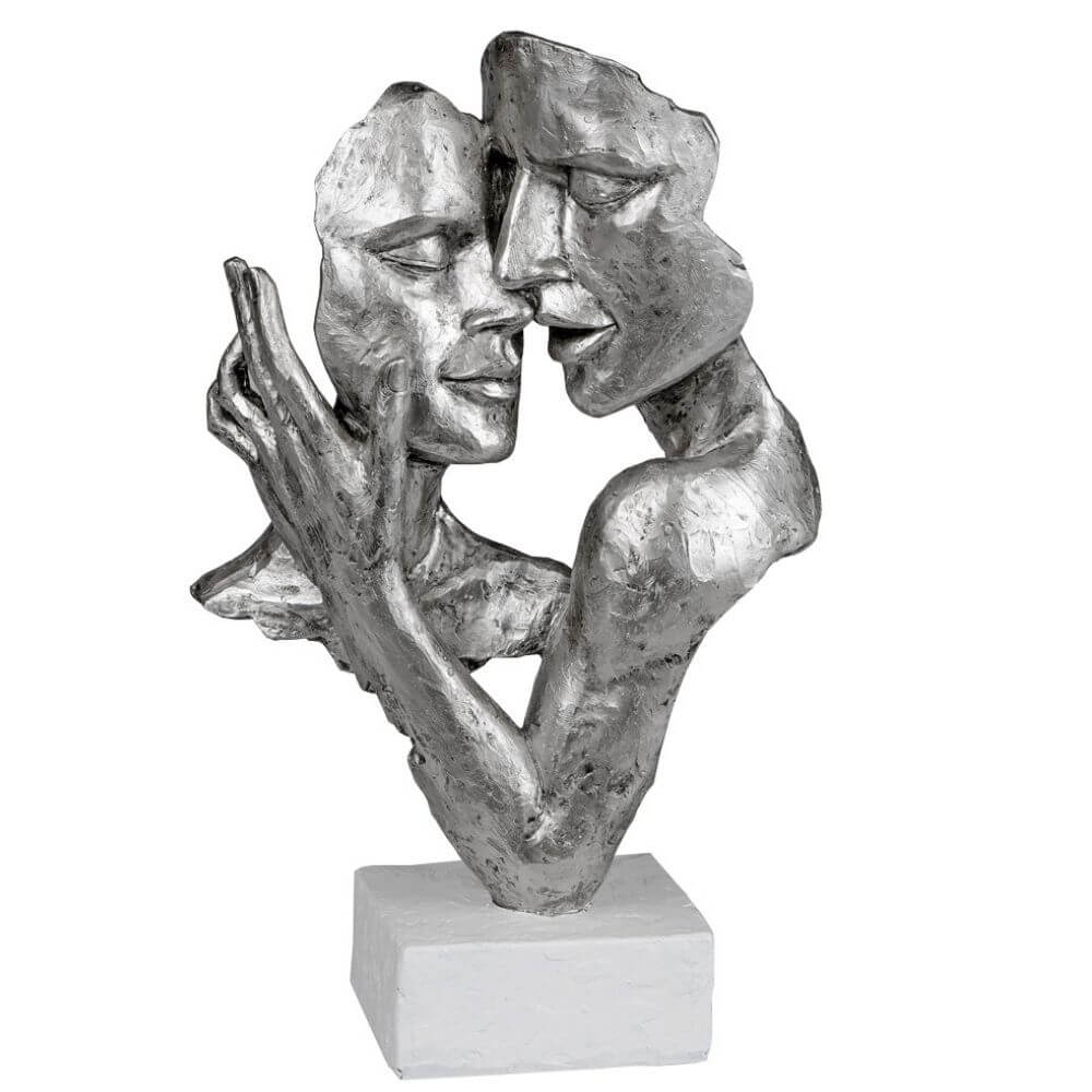 Skulptur Büste Paar auf Sockel 32 cm, Handarbeit