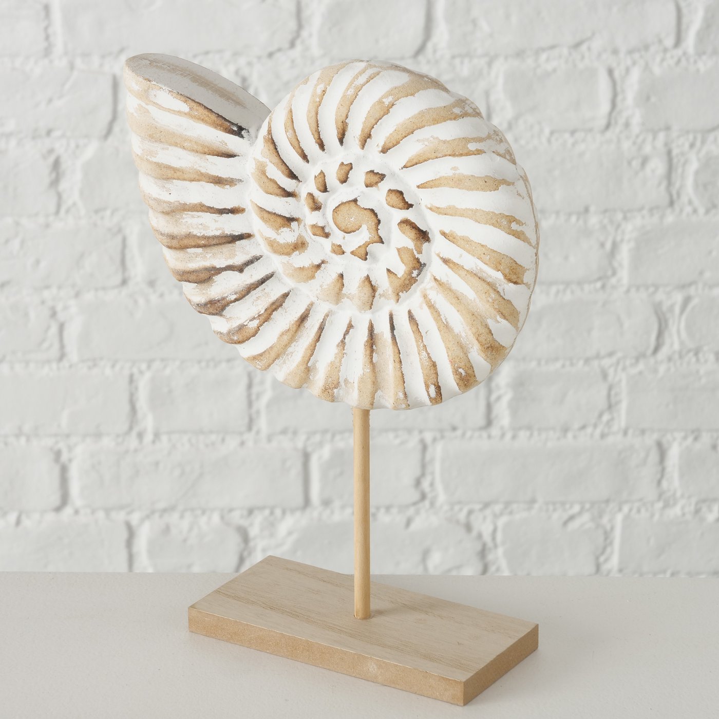 Ammonit Muschelskulptur Dekoaufsteller White 25 cm