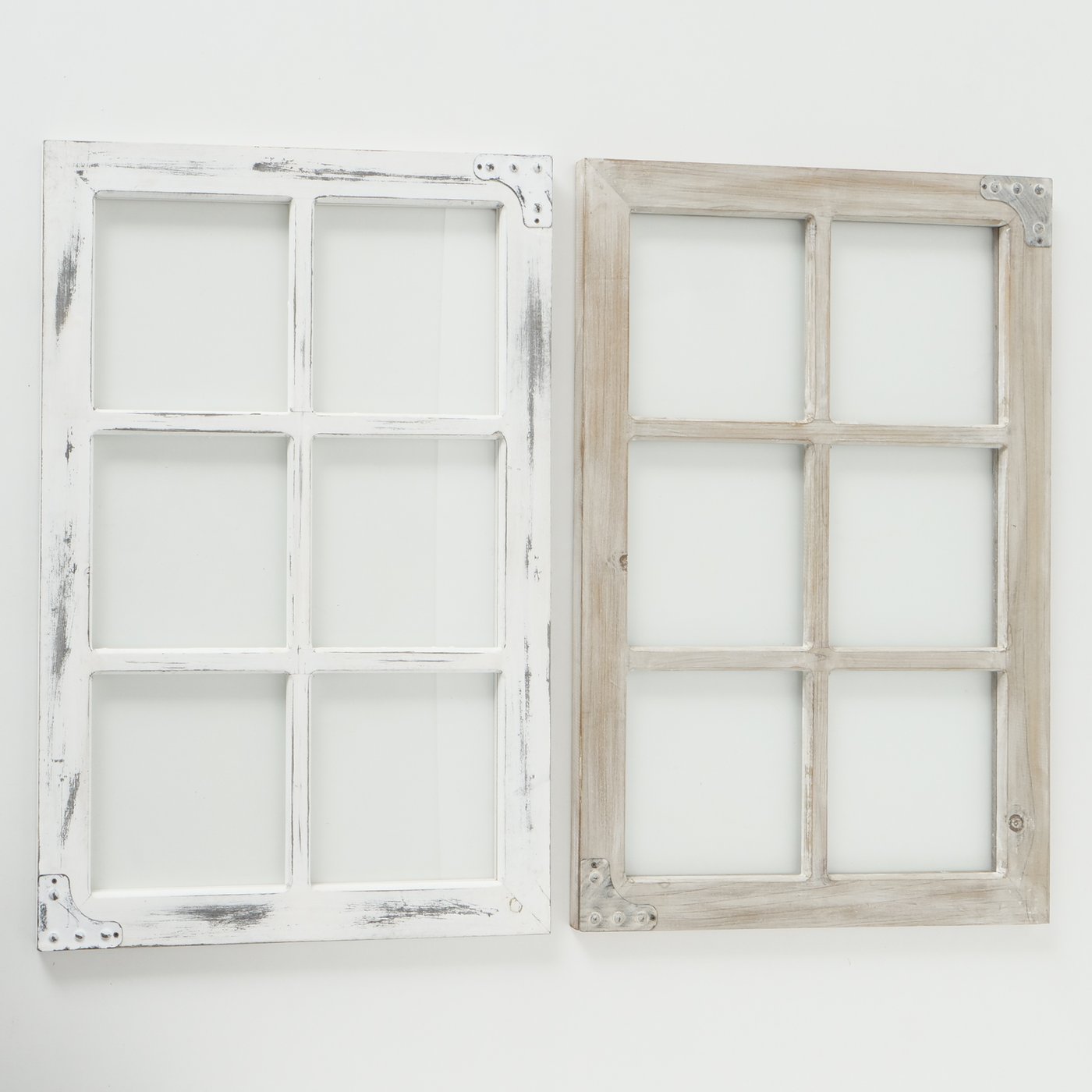 Deko-Sprossenfenster weiß gewischt oder braun